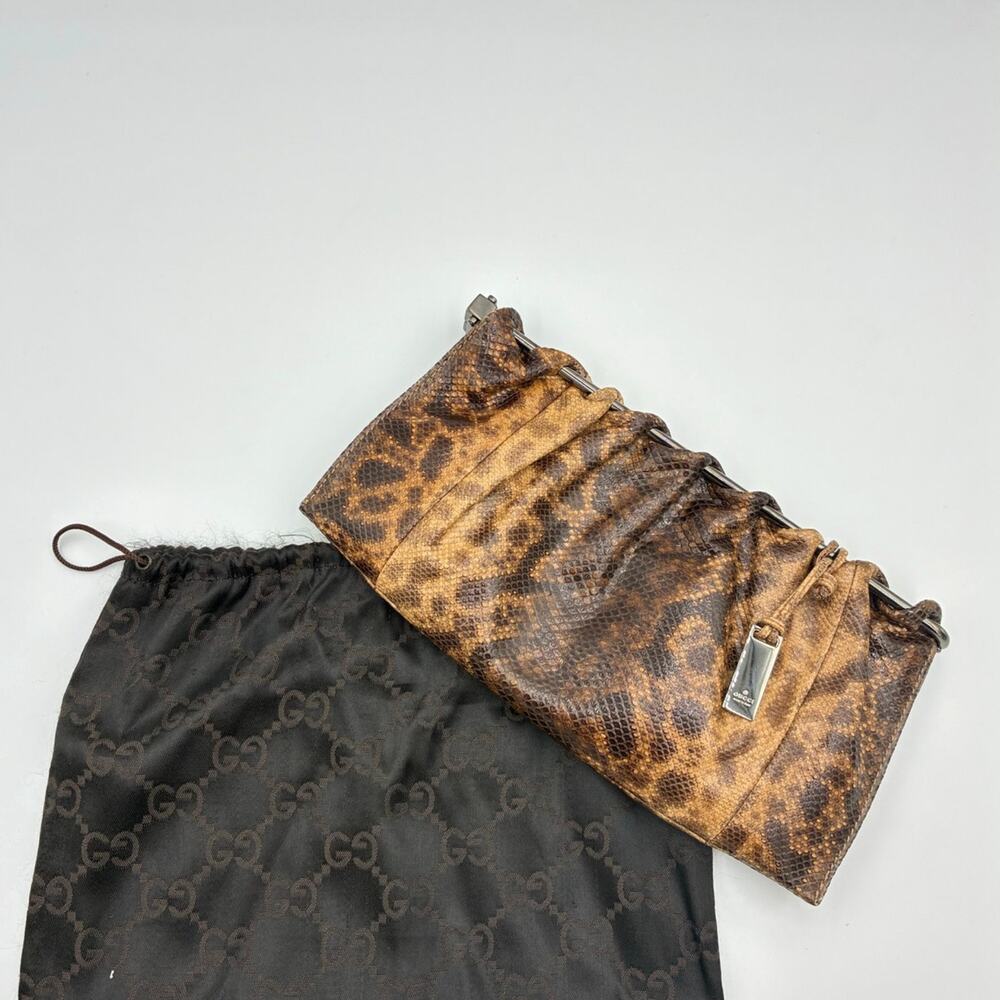 GUCCI Tom Ford Brown Lizard Embossed Leather Clutch Bag 1999 Collection